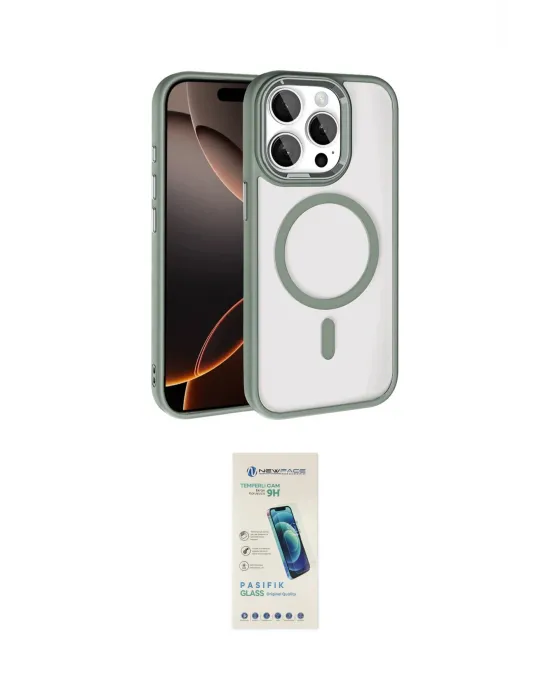 ieg™ iPhone 15 Pro Max Kılıf Kıvılcım Prime - Şeffaf Pasifik Cam Ekran Koruyucu