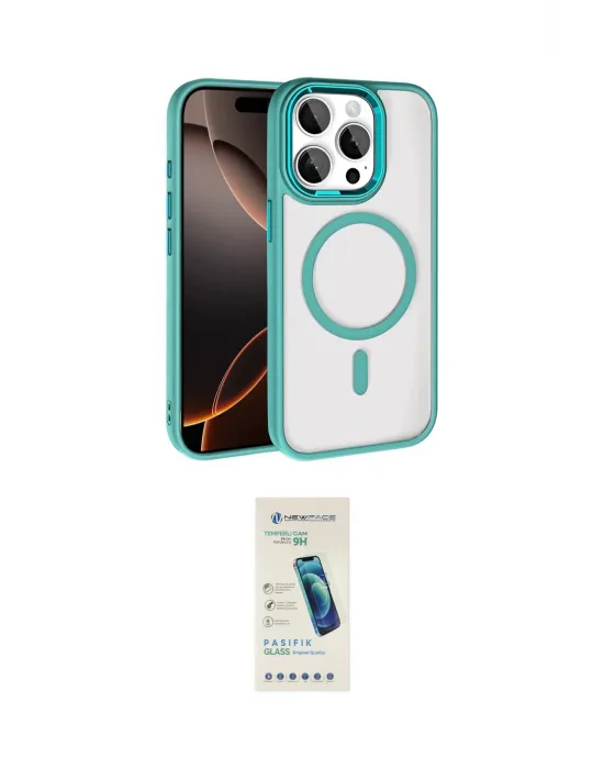 ieg™ iPhone 15 Pro Max Kılıf Kıvılcım Prime - Şeffaf Pasifik Cam Ekran Koruyucu