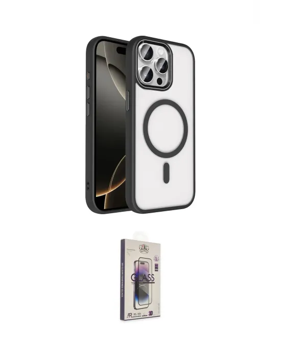 ieg™ iPhone 15 Pro Max Kılıf Kıvılcım Prime - Siyah Bilvis 3D Cam Ekran Koruyucu