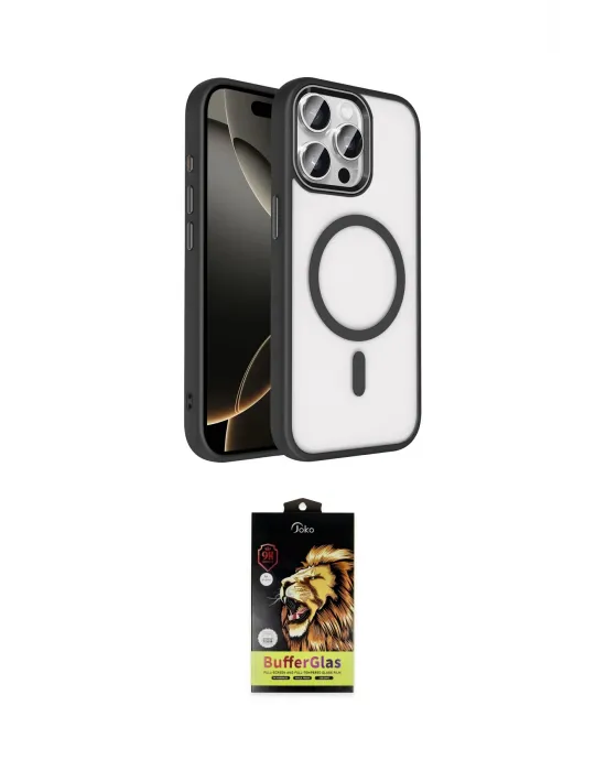 ieg™ iPhone 15 Pro Max Kılıf Kıvılcım Prime - Siyah Buffer Cam Ekran Koruyucu