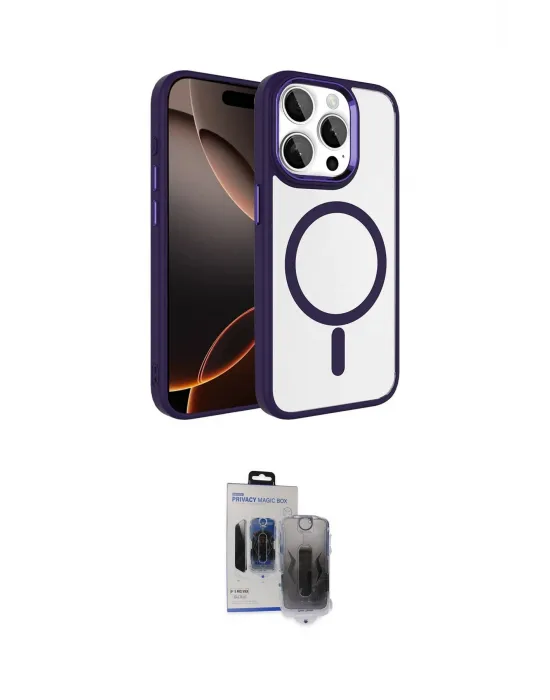 ieg™ iPhone 15 Pro Max Kılıf Kıvılcım Prime - Siyah Vanessa Magic Hayalet Cam
