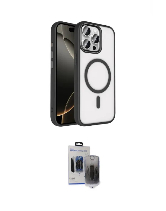 ieg™ iPhone 15 Pro Max Kılıf Kıvılcım Prime - Siyah Vanessa Magic Hayalet Cam