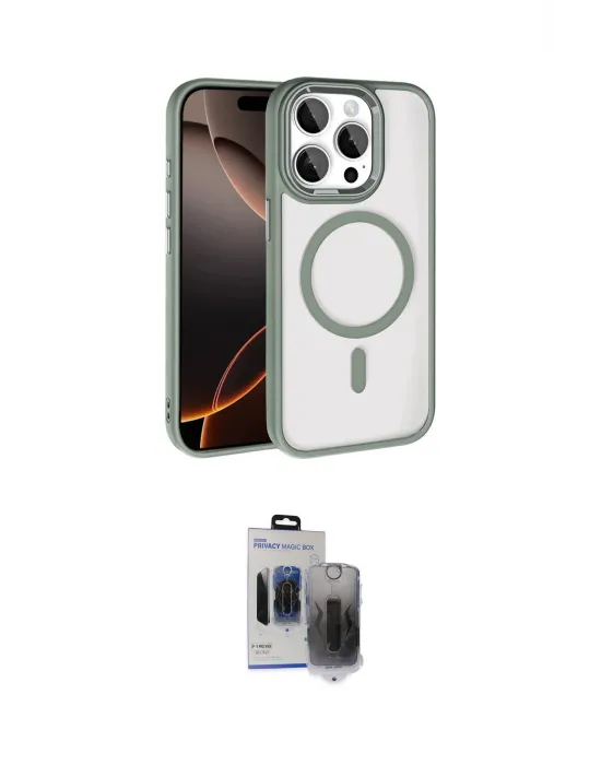 ieg™ iPhone 15 Pro Max Kılıf Kıvılcım Prime - Siyah Vanessa Magic Hayalet Cam