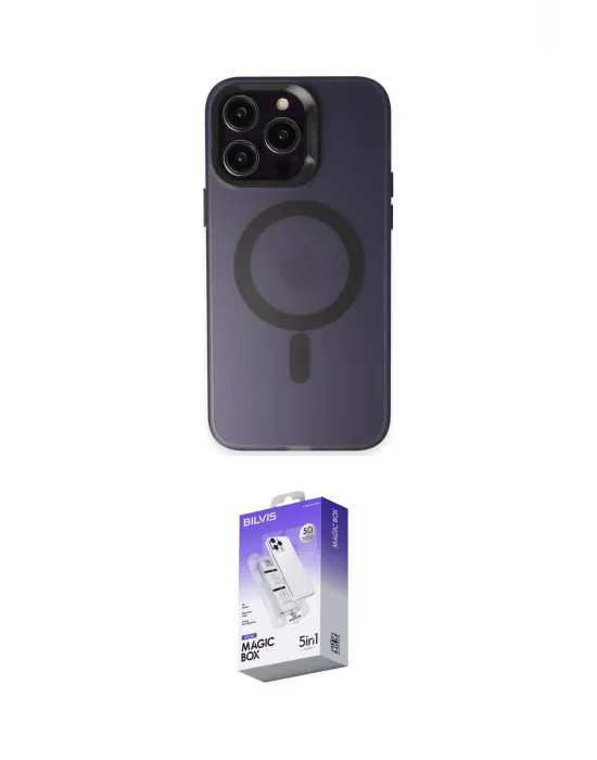 ieg™ iPhone 15 Pro Max Kılıf Kozmos Çizgi Prime - Siyah Bilvis 5in1 3D Magic Cam Ekran Koruyucu