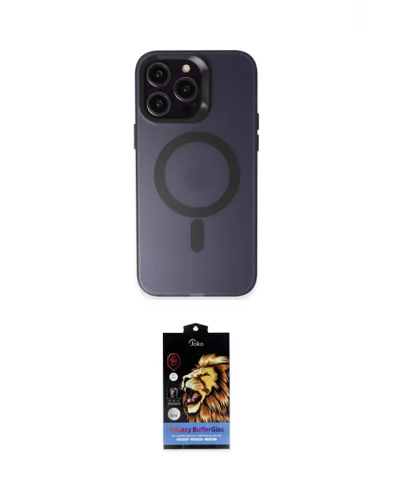 ieg™ iPhone 15 Pro Max Kılıf Kozmos Çizgi Prime - Siyah Buffer Hayalet Cam Ekran Koruyucu