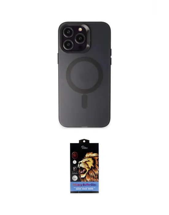 ieg™ iPhone 15 Pro Max Kılıf Kozmos Çizgi Prime - Siyah Buffer Hayalet Cam Ekran Koruyucu