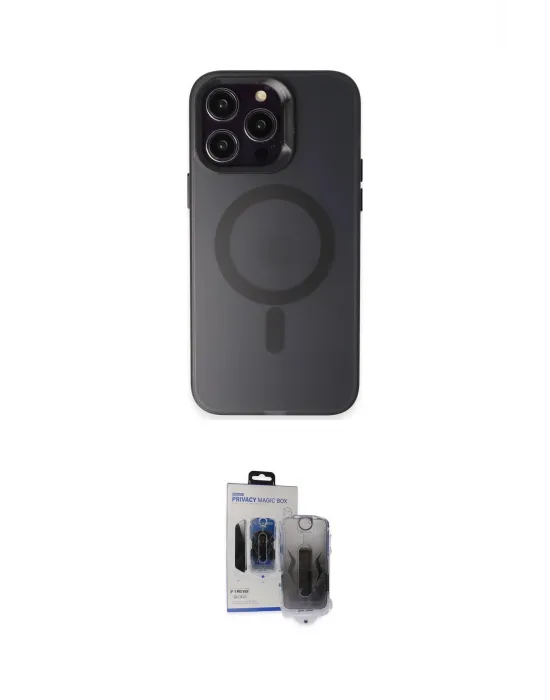 ieg™ iPhone 15 Pro Max Kılıf Kozmos Çizgi Prime - Siyah Vanessa Magic Hayalet Cam