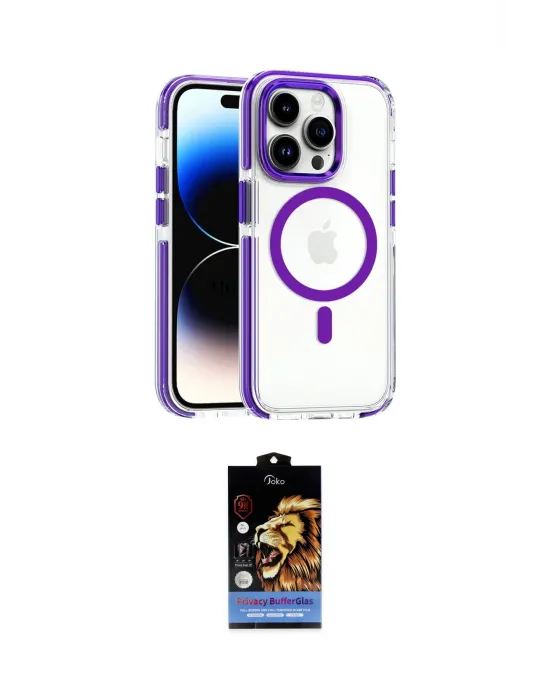 ieg™ iPhone 15 Pro Max Kılıf Kozmos Doku Koleksiyonu - Siyah Buffer Hayalet Cam Ekran Koruyucu