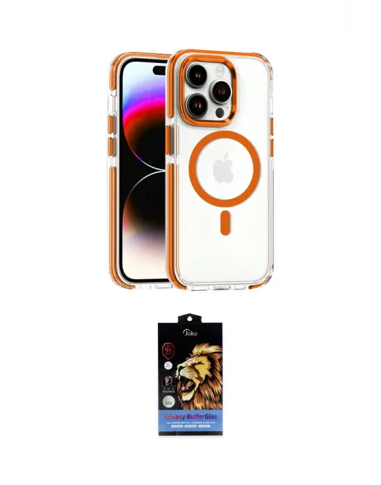 ieg™ iPhone 15 Pro Max Kılıf Kozmos Doku Koleksiyonu - Siyah Buffer Hayalet Cam Ekran Koruyucu