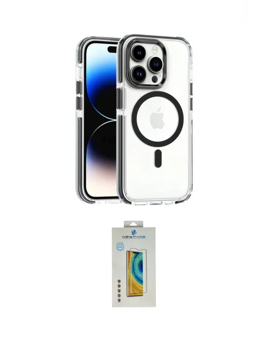 ieg™ iPhone 15 Pro Max Kılıf Kozmos Doku Koleksiyonu - Siyah Polymer Nano Ekran Koruyucu