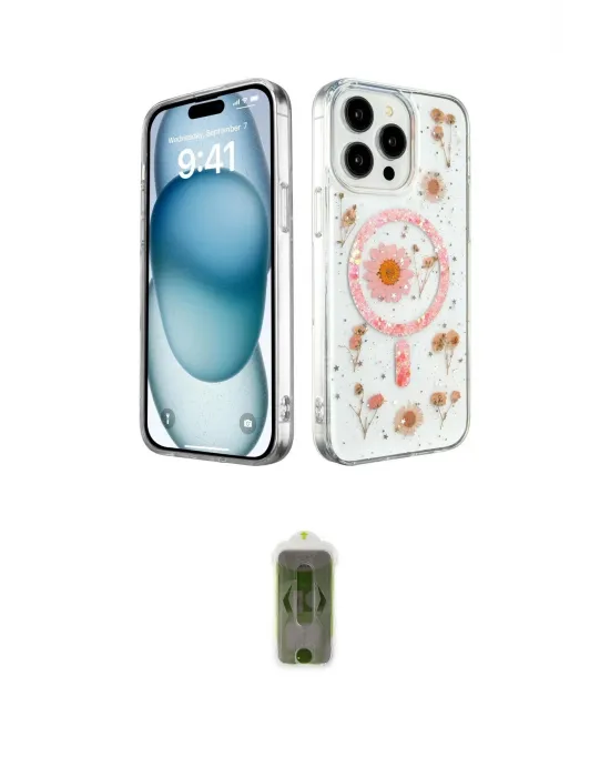 ieg™ iPhone 15 Pro Max Kılıf Kozmos Doku - Siyah Joko Magic 5D Hayalet Cam