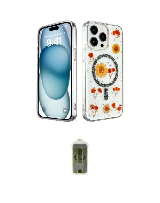 ieg™ iPhone 15 Pro Max Kılıf Kozmos Doku - Siyah Joko Magic 5D Hayalet Cam