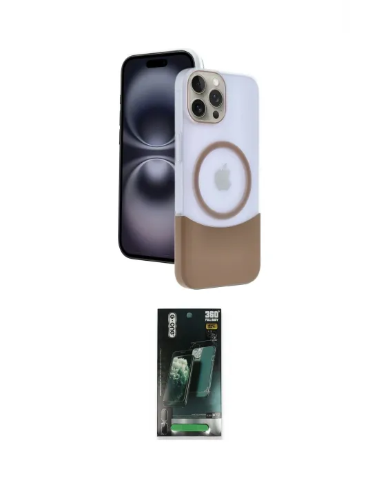 ieg™ iPhone 15 Pro Max Kılıf Kozmos Form Özel Seri - Şeffaf 360 Full Body Arka Koruyucu