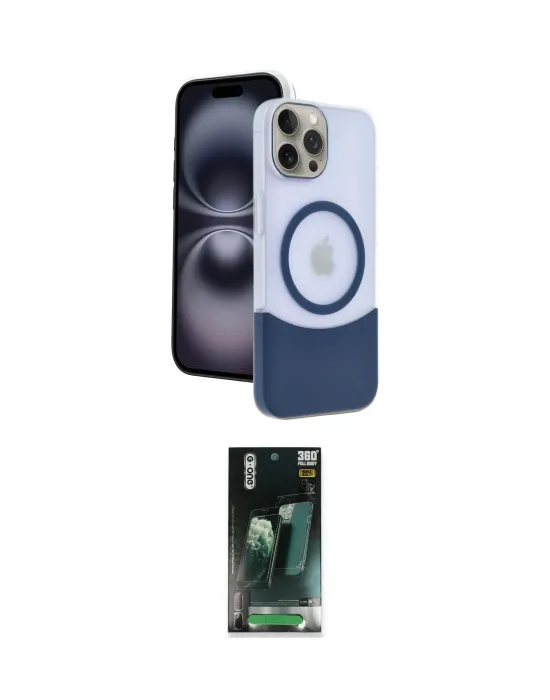 ieg™ iPhone 15 Pro Max Kılıf Kozmos Form Özel Seri - Şeffaf 360 Full Body Arka Koruyucu