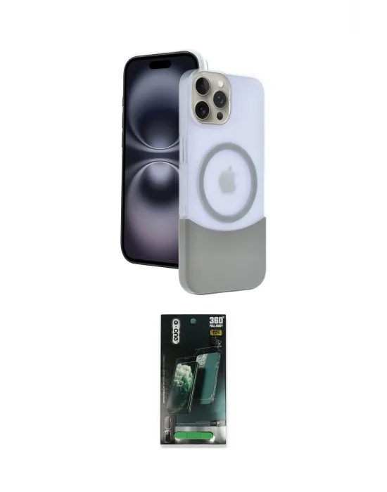 ieg™ iPhone 15 Pro Max Kılıf Kozmos Form Özel Seri - Şeffaf 360 Full Body Arka Koruyucu