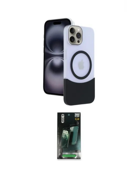 ieg™ iPhone 15 Pro Max Kılıf Kozmos Form Özel Seri - Şeffaf 360 Full Body Arka Koruyucu