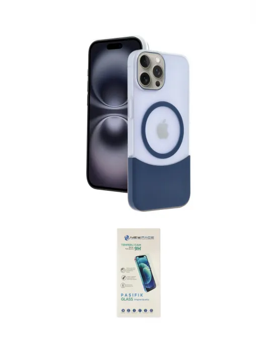 ieg™ iPhone 15 Pro Max Kılıf Kozmos Form Özel Seri - Şeffaf Pasifik Cam Ekran Koruyucu