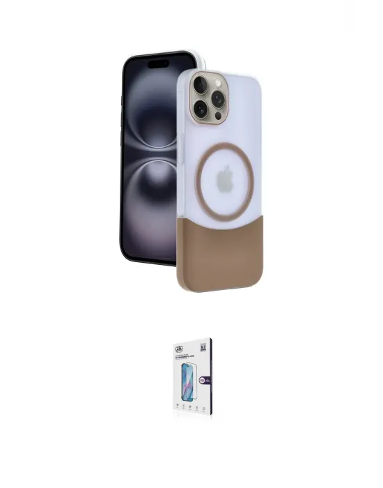 ieg™ iPhone 15 Pro Max Kılıf Kozmos Form Özel Seri - Siyah Bilvis 0.18mm Plus Cam Ekran Koruyucu