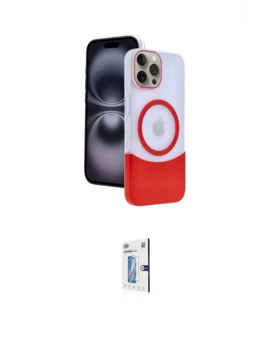 ieg™ iPhone 15 Pro Max Kılıf Kozmos Form Özel Seri - Siyah Bilvis 0.18mm Plus Cam Ekran Koruyucu