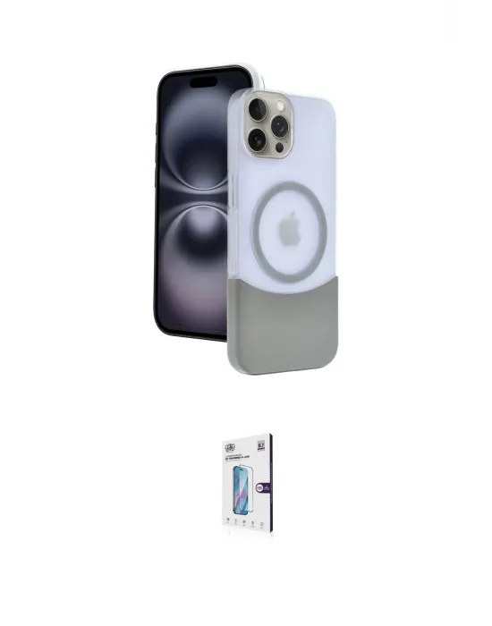 ieg™ iPhone 15 Pro Max Kılıf Kozmos Form Özel Seri - Siyah Bilvis 0.18mm Plus Cam Ekran Koruyucu
