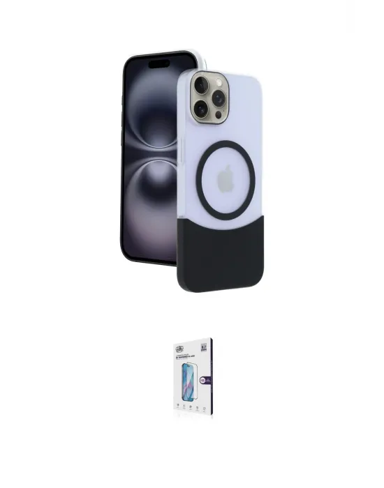 ieg™ iPhone 15 Pro Max Kılıf Kozmos Form Özel Seri - Siyah Bilvis 0.18mm Plus Cam Ekran Koruyucu