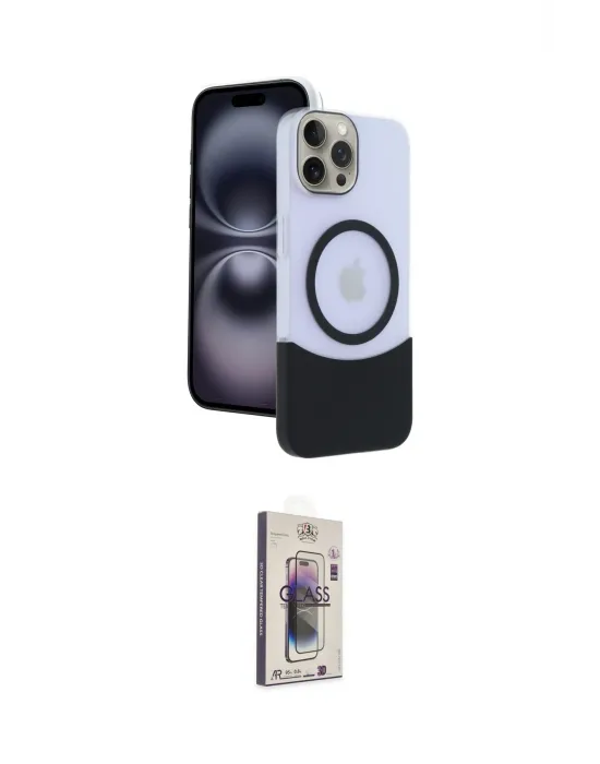 ieg™ iPhone 15 Pro Max Kılıf Kozmos Form Özel Seri - Siyah Bilvis 3D Cam Ekran Koruyucu