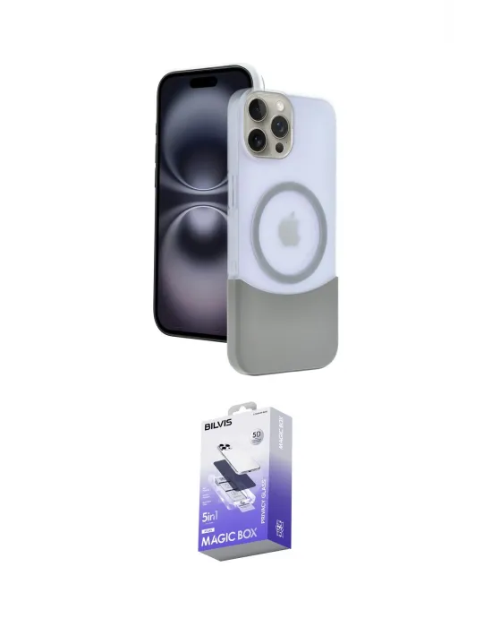 ieg™ iPhone 15 Pro Max Kılıf Kozmos Form Özel Seri - Siyah Bilvis 5in1 5D Magic Hayalet Cam Ekran Koruyucu
