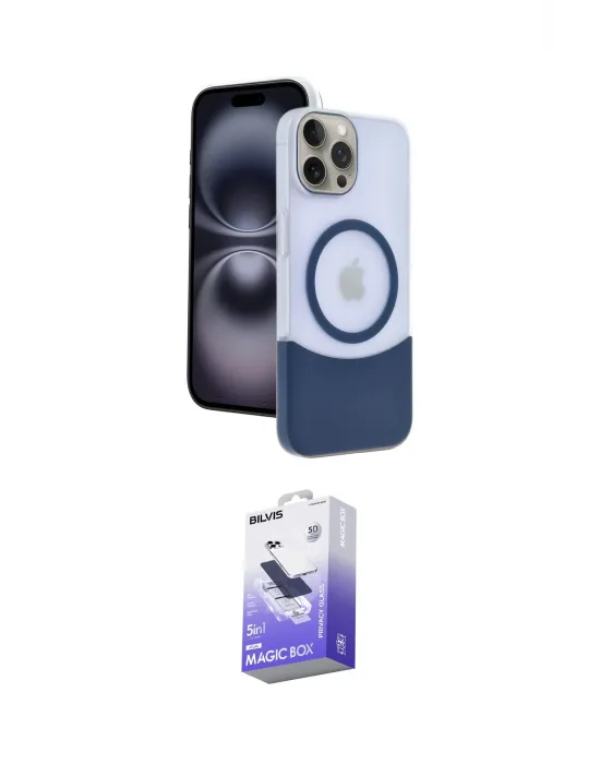 ieg™ iPhone 15 Pro Max Kılıf Kozmos Form Özel Seri - Siyah Bilvis 5in1 5D Magic Hayalet Cam Ekran Koruyucu