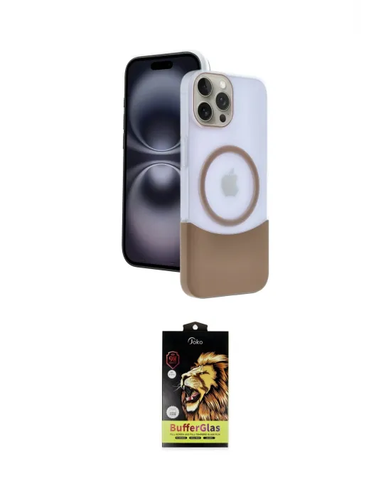 ieg™ iPhone 15 Pro Max Kılıf Kozmos Form Özel Seri - Siyah Buffer Cam Ekran Koruyucu