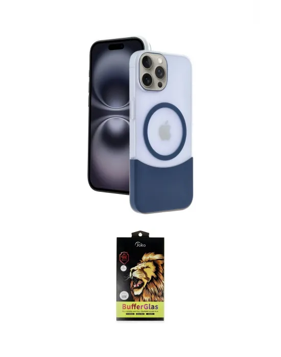 ieg™ iPhone 15 Pro Max Kılıf Kozmos Form Özel Seri - Siyah Buffer Cam Ekran Koruyucu