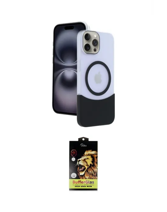 ieg™ iPhone 15 Pro Max Kılıf Kozmos Form Özel Seri - Siyah Buffer Cam Ekran Koruyucu