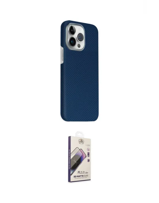 ieg™ iPhone 15 Pro Max Kılıf Kozmos Klasik Prime - Siyah Bilvis 3D Mat Cam Ekran Koruyucu
