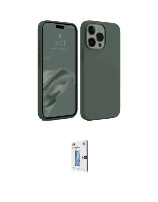 ieg™ iPhone 15 Pro Max Kılıf Kozmos Yansıma Özel Seri - Siyah Bilvis 0.18mm Plus Cam Ekran Koruyucu