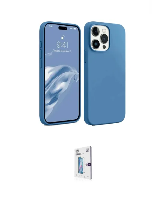 ieg™ iPhone 15 Pro Max Kılıf Kozmos Yansıma Özel Seri - Siyah Bilvis 0.18mm Plus Cam Ekran Koruyucu
