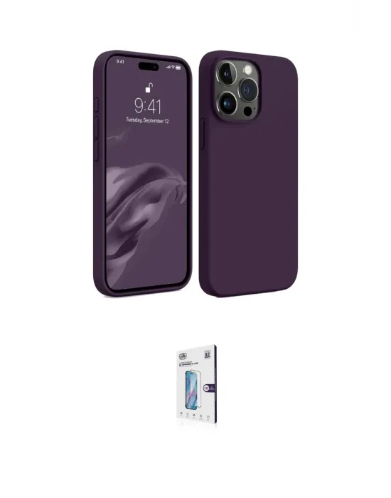 ieg™ iPhone 15 Pro Max Kılıf Kozmos Yansıma Özel Seri - Siyah Bilvis 0.18mm Plus Cam Ekran Koruyucu