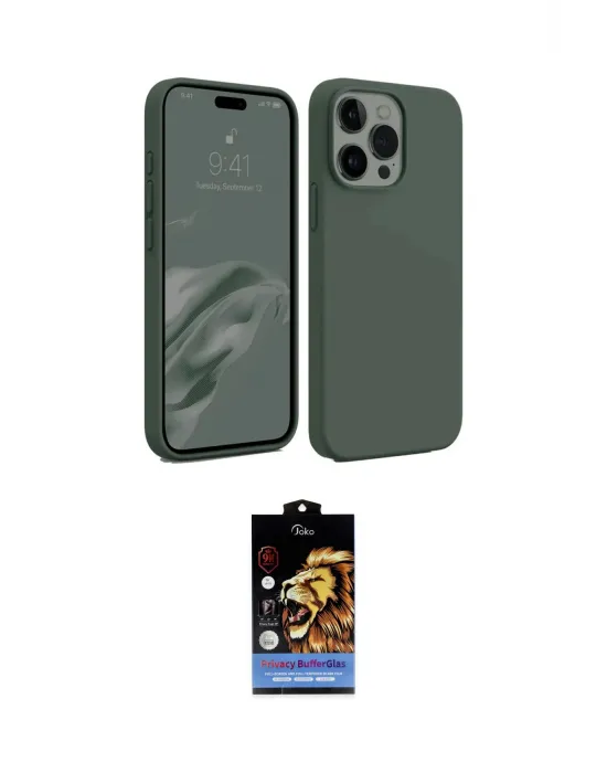 ieg™ iPhone 15 Pro Max Kılıf Kozmos Yansıma Özel Seri - Siyah Buffer Hayalet Cam Ekran Koruyucu