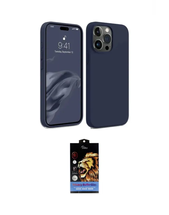 ieg™ iPhone 15 Pro Max Kılıf Kozmos Yansıma Özel Seri - Siyah Buffer Hayalet Cam Ekran Koruyucu