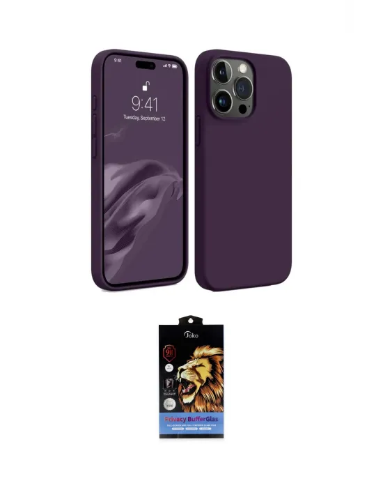 ieg™ iPhone 15 Pro Max Kılıf Kozmos Yansıma Özel Seri - Siyah Buffer Hayalet Cam Ekran Koruyucu