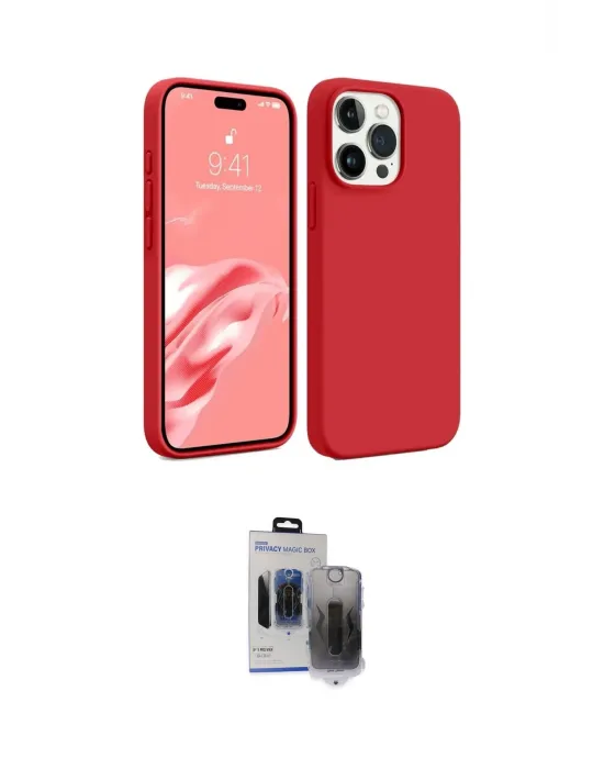 ieg™ iPhone 15 Pro Max Kılıf Kozmos Yansıma Özel Seri - Siyah Vanessa Magic Hayalet Cam