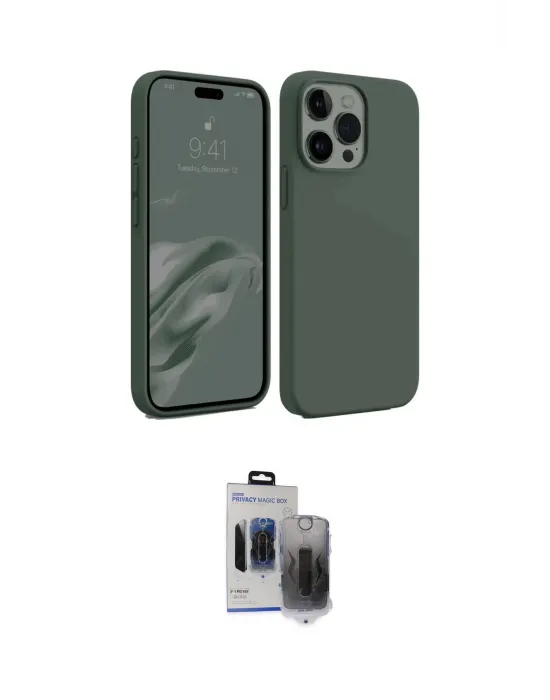 ieg™ iPhone 15 Pro Max Kılıf Kozmos Yansıma Özel Seri - Siyah Vanessa Magic Hayalet Cam