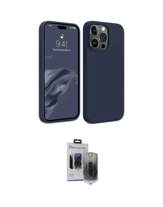 ieg™ iPhone 15 Pro Max Kılıf Kozmos Yansıma Özel Seri - Siyah Vanessa Magic Hayalet Cam