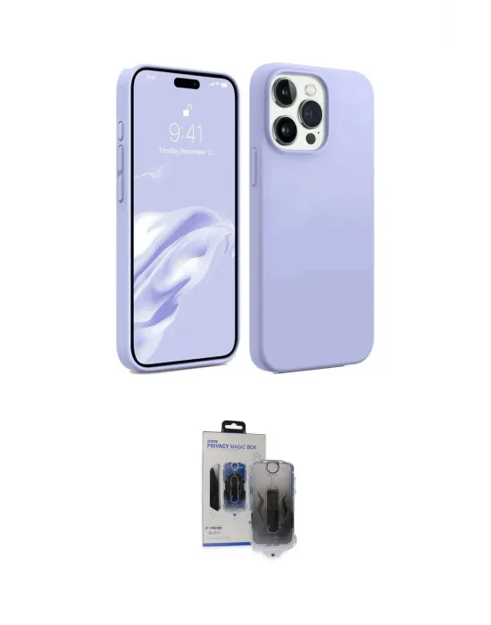 ieg™ iPhone 15 Pro Max Kılıf Kozmos Yansıma Özel Seri - Siyah Vanessa Magic Hayalet Cam