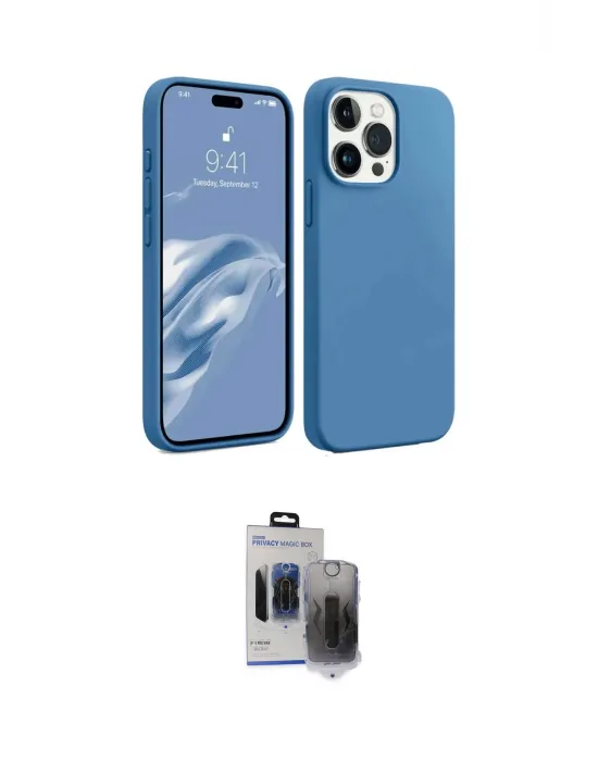 ieg™ iPhone 15 Pro Max Kılıf Kozmos Yansıma Özel Seri - Siyah Vanessa Magic Hayalet Cam
