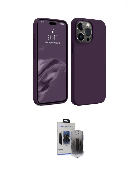 ieg™ iPhone 15 Pro Max Kılıf Kozmos Yansıma Özel Seri - Siyah Vanessa Magic Hayalet Cam
