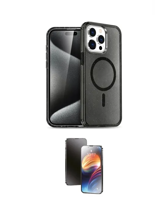 ieg™ iPhone 15 Pro Max Kılıf Nova Asil Prime - Siyah 3D Antistatik Mat Seramik Nano Ekran Koruyucu