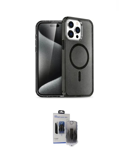 ieg™ iPhone 15 Pro Max Kılıf Nova Asil Prime - Siyah Vanessa Magic Hayalet Cam