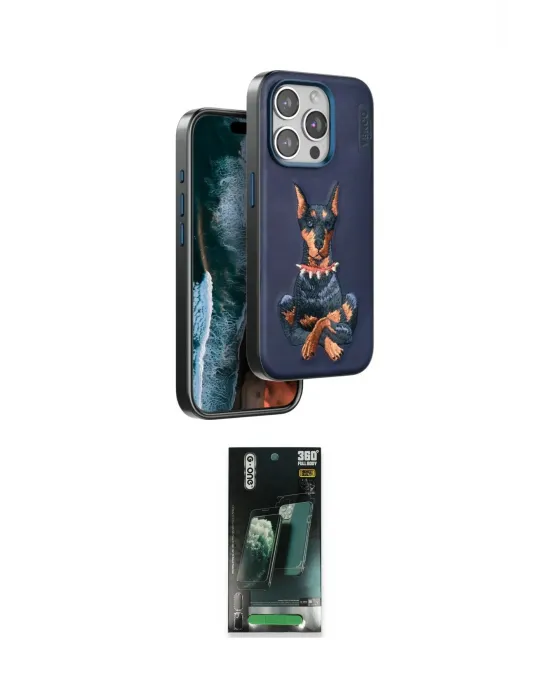 ieg™ iPhone 15 Pro Max Kılıf Nova Form Koleksiyonu - Siyah 360 Mat Full Body Arka Koruyucu
