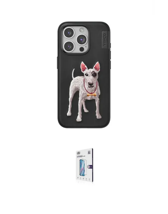 ieg™ iPhone 15 Pro Max Kılıf Nova Form Koleksiyonu - Siyah Bilvis 0.18mm Plus Cam Ekran Koruyucu
