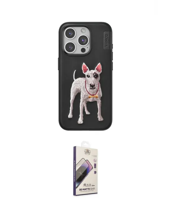 ieg™ iPhone 15 Pro Max Kılıf Nova Form Koleksiyonu - Siyah Bilvis 3D Mat Cam Ekran Koruyucu