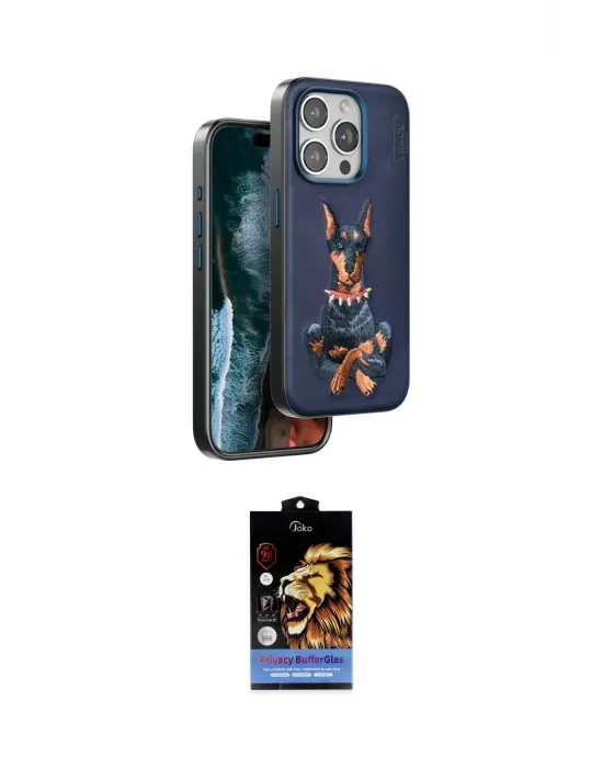 ieg™ iPhone 15 Pro Max Kılıf Nova Form Koleksiyonu - Siyah Buffer Hayalet Cam Ekran Koruyucu